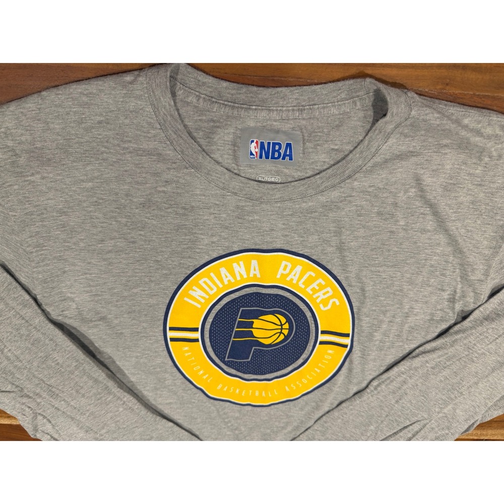 NBA Indiana Pacers Mens Long Sleeve Graphic T-Shirt Gray XL Basketball Tee